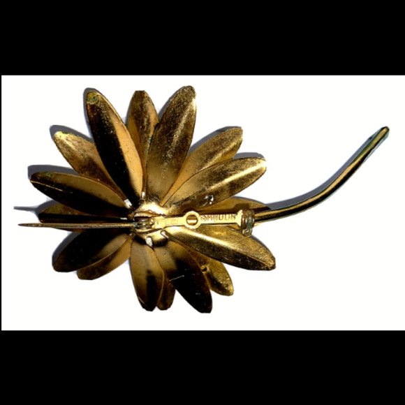 Sandor White Daisy Brooch Pin Ladybug Stem Flower Power 4" Vintage - Picture 7 of 12